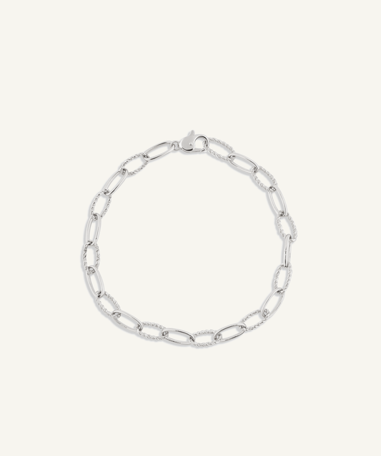 White Gold | Two-Tone Twist Chain Bracelet | Twist chain bracelet in white gold on a white background