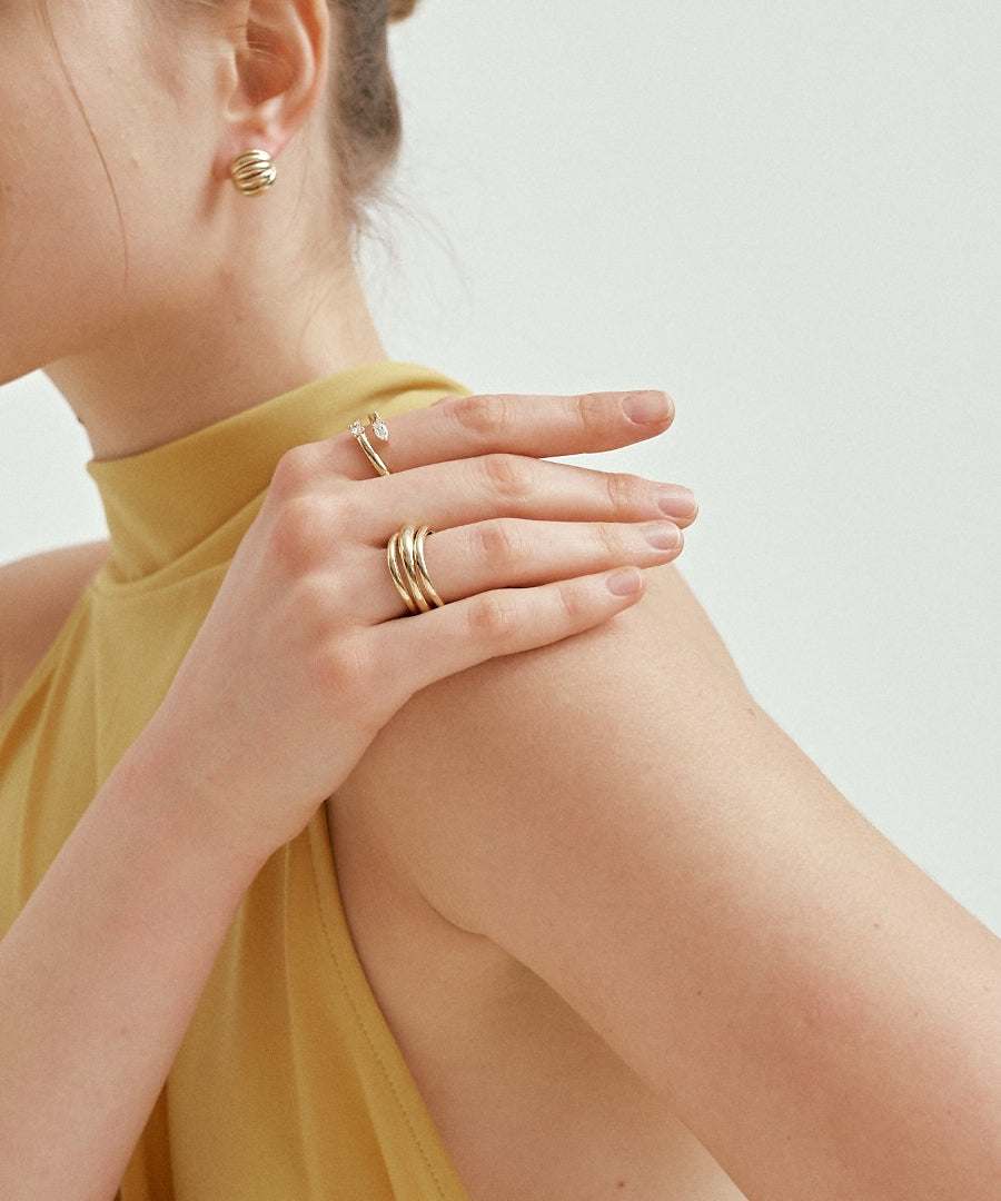 Yellow Gold | Wavy Triple Band Ring, worn 2