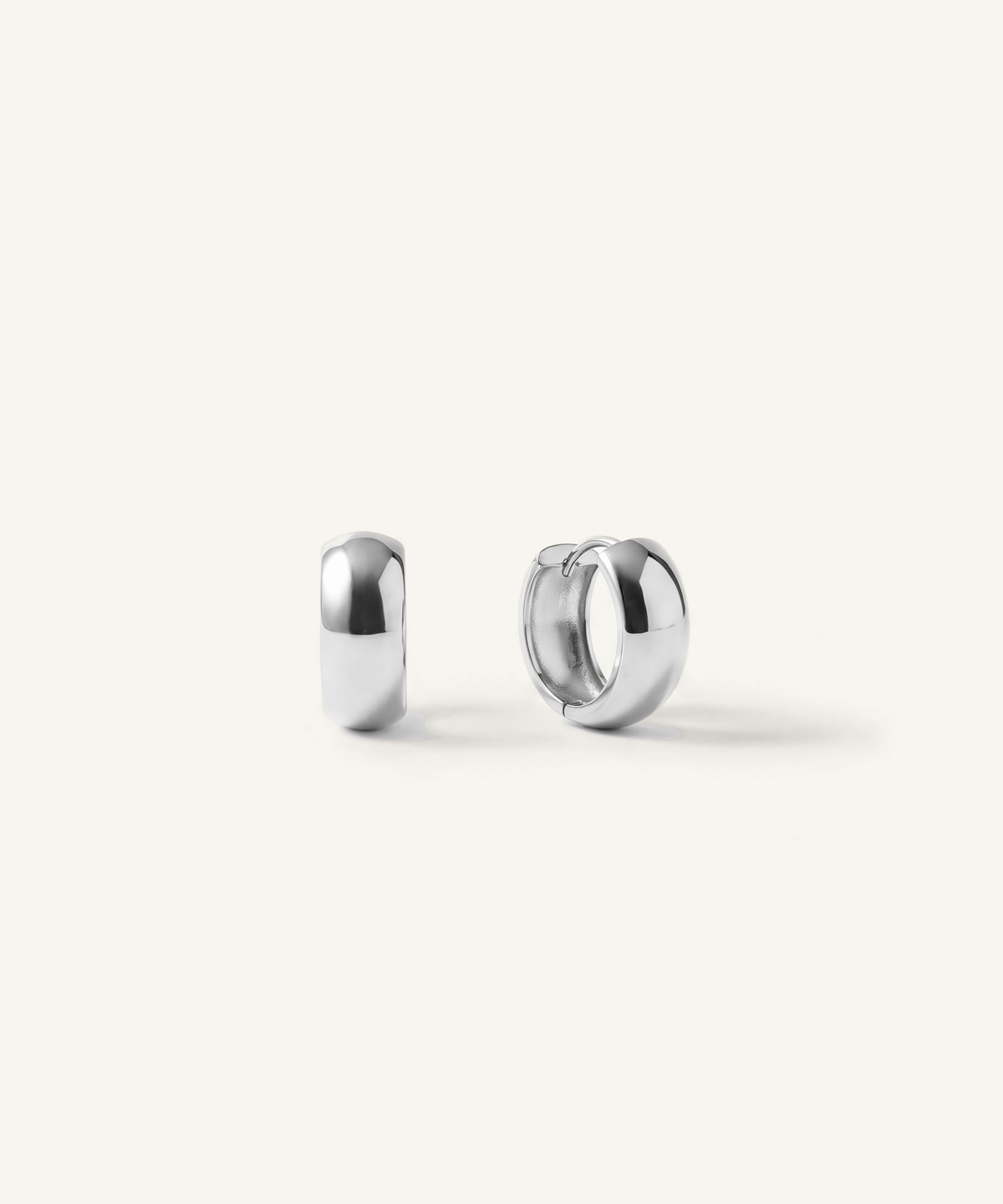White Gold | Wide Dome Hoop Earrings