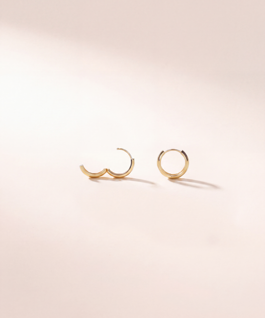 Yellow Gold | Wide Dome Hoop Earrings, view 2